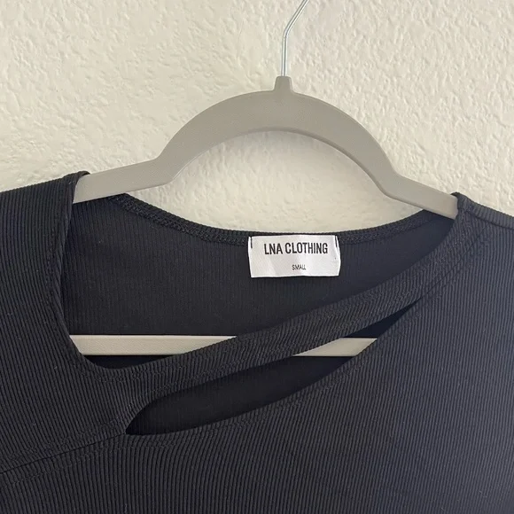 LNA CLOTHING x REVOLVE | Beau Ribbed Cut Out Long Sleeve Top In Black | Size S - Picture 3 of 7